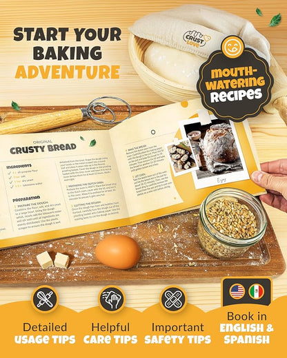 CRUSTLOVE Dutch Oven Bread Baking - 5QT Enamel Bread-Oven - incl Sourdough Bread-Baking Suppliers like Dough Whisk Scoring Lame etc Bread-Dome Cast Iron Bread-Pan with Lid for Sour dough, Bread-making