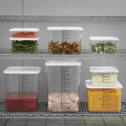 Rubbermaid Commercial Products, Space Saving Square Food Storage Container, 2 Quart, Clear, for Kitchen/Sous Vide/Meal Prep