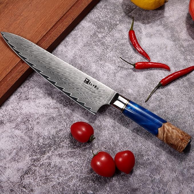 Zlatko Chef Knife, 8 Inch Damascus Chef Knife, High Carbon Stainless Steel Damascus VG10 67-Layer Ultra Sharp Chef Knife Ergonomic Handle with GIFT BOX