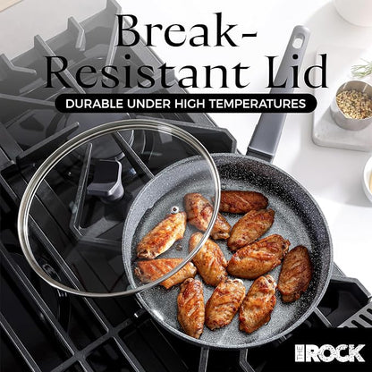 THE ROCK SOHO 8-Inch Non Stick Frying Pan with Lid – Nothing Sticks, Never Warps, Lasts Longer, Healthy Skillet with Heat-Resistant Handle, PFOA Free, Dishwasher Safe, Black
