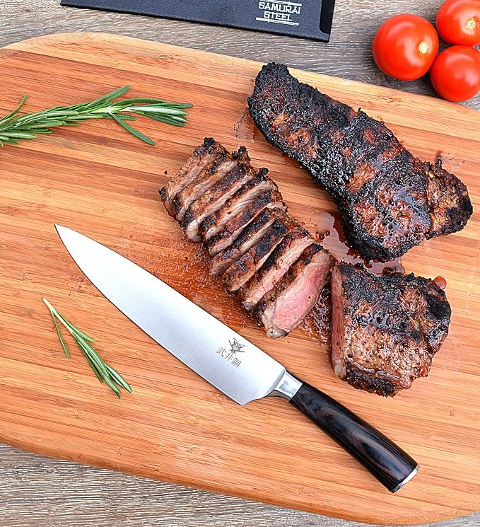 Professional 8" Chefs Kitchen Knife With Gift Box And Sheath - Razor Sharp And Well Balanced German Blade For All Purpose Cooking
