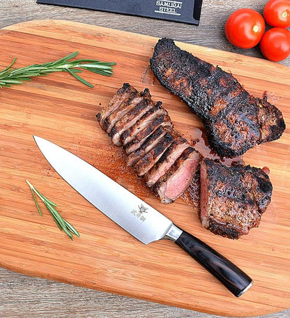 Professional 8" Chefs Kitchen Knife With Gift Box And Sheath - Razor Sharp And Well Balanced German Blade For All Purpose Cooking