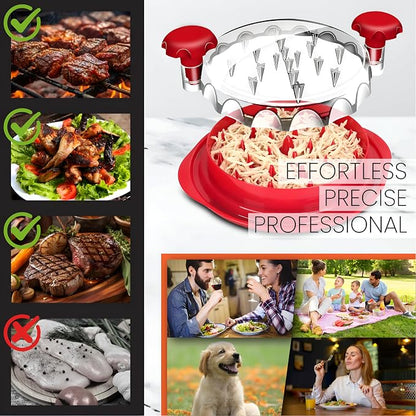 Chicken Shredder Tool Twist Large - 10" Meat Shredder for Chicken Breast, Pork, Beef & Pulled Pork, Visible Meat Grinder Machine with Brush & Fork, Anti-Slip Base, Ergonomic Handle, BPA Free