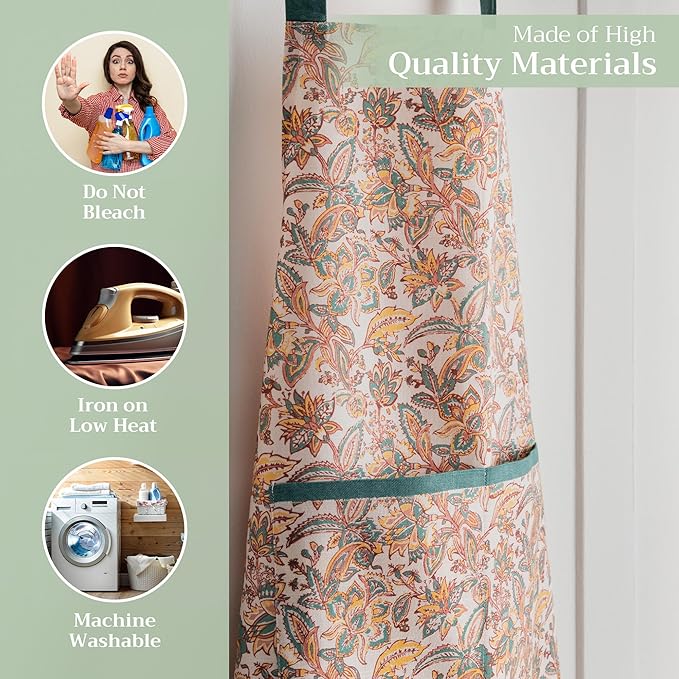 Maison d' Hermine 100% Cotton Apron for women with Pocket Kitchen Chef Apron for Men Cooking Spring Summer
