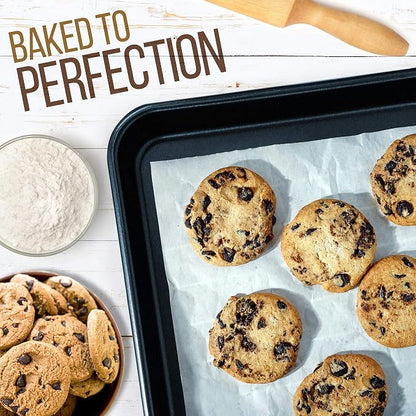 NutriChef Non-Stick Cookie Sheet Baking Pans, 2-Piece Oven Baking Trays w/ Superior Nonstick Coating - 15" x 11" & 13" x 9" Sizes for Convenient Roasting & Baking - Dishwasher Safe
