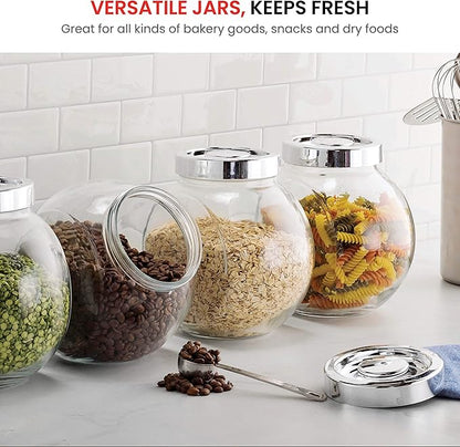 Bormioli Rocco Pandora Glass Jar with Metal Lid 75.5 oz - Airtight Storage Container for Snacks, Candy & Dry Foods - Versatile Kitchen & Pantry Organizer - Durable Clear Glassware