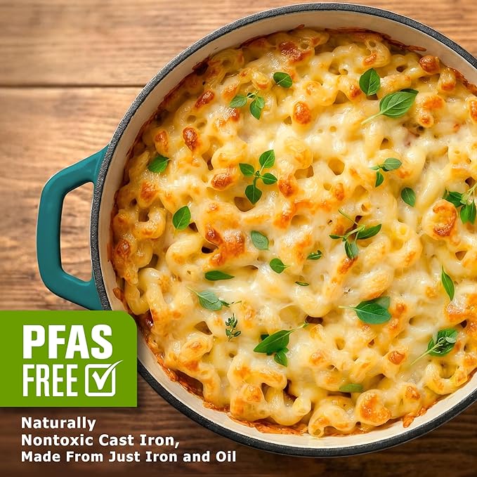 Mueller DuraCast 6 Quart Enameled Cast Iron Dutch Oven Pot with Lid, Sourdough Bread Baking, PFOA-Free, 500°F Oven Safe - All Cooktops incl. Induction, Braising & Slow Cooking, Emerald