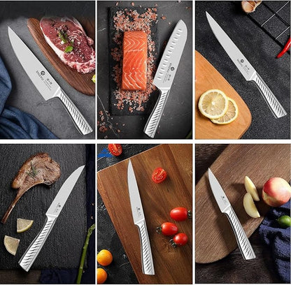 imarku® Knife Set,14-Piece Knife Sets for kitchen with block,Premium One-Piece Kitchen Knife Set with Sharpener,High Carbon Stainless Steel Knives Set for Kitchen,Silver,Dishwasher Safe