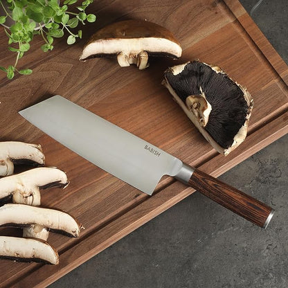 Babish 7.5-Inch Clef Knife – High-Carbon 1.4116 German Steel Kitchen Knife with Dark Pakka Wood Handle, Chef & Cleaver Hybrid for Chopping, Slicing & Prep, Full-Tang, Razor Sharp, Ergonomic Design