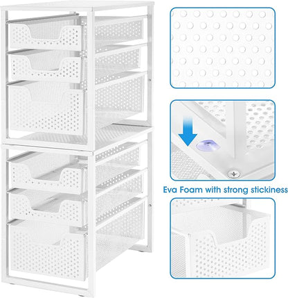 Simple Trending 3-Tier Under Sink Cabinet Organizer with Sliding Storage Drawer, Desktop Organizer for Kitchen Bathroom Office, Stackbale,White