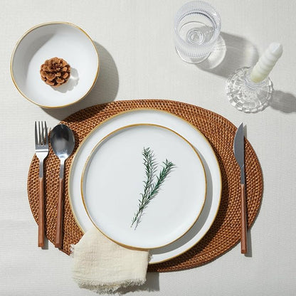 Pokini 32 Piece White Dinnerware Set with Pasta Bowls, Reactive Glaze Stoneware for 8 | Perfect for Multi‑Course Dinners, Hosting Large Groups, Holiday Serving Needs