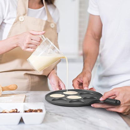 Commercial CHEF Mini Pancake Maker Pan, Pre-Seasoned Cast Iron, Plett Pan with Seven 2.5” Diameter Sections, Works on All Cooktops Including Induction, Outdoor Cookware for Grills, CHCI172