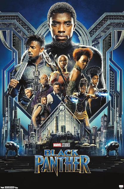 Trends International Marvel Cinematic Universe - Black Panther - Group One Sheet Wall Poster, 22.375" x 34", Premium Unframed Version