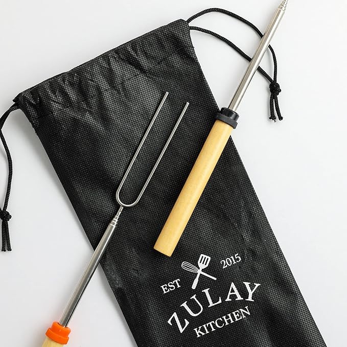 Zulay Sturdy Marshmallow Sticks for Fire Pit Extra Long - Great Smores Sticks Smores Kit for Fire Pit - Marshmallow Roasting Skewers - Hot Dog Fork Bonfire Glamping Camping Accessory 32" Value 4 Pack
