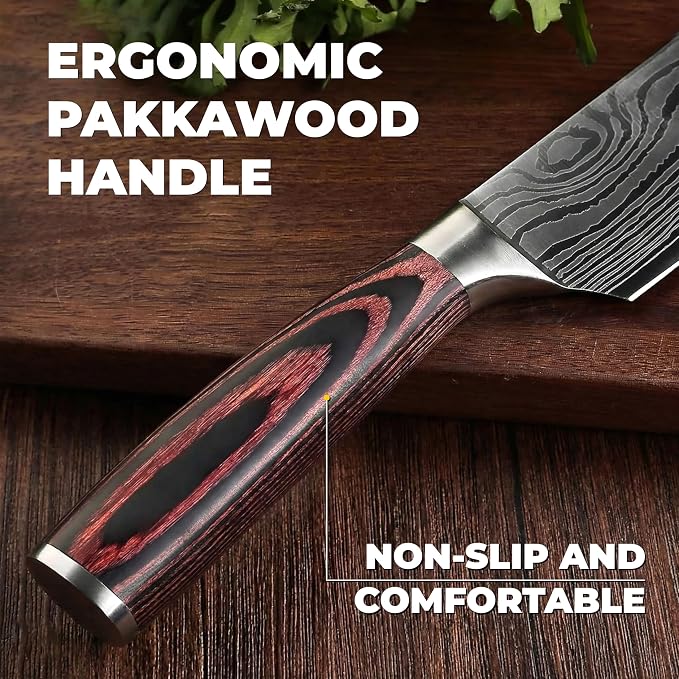 Kitchen Knife Set with Block, 17-Piece Stainless Steel Knife Set, Kitchen Knives Including Chef Knife, Steak Knives, Honing Rod and Kitchen Scissors, Knife Block Set