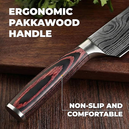 Kitchen Knife Set with Block, 17-Piece Stainless Steel Knife Set, Kitchen Knives Including Chef Knife, Steak Knives, Honing Rod and Kitchen Scissors, Knife Block Set