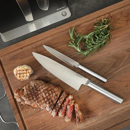 Babish 5 Piece 1.4116 German Steel Magnetic Knife Block Set Babish 5-Piece Forged Kitchen Knife Block Set – 1.4116 German Steel Cutlery with Magnetic Knife Holder – Professional Chef Knife Set