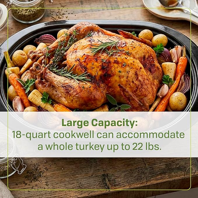 NESCO MWR18‑14 Electric Roaster Oven for Family‑Size Meals, White 18‑Quart Countertop Roaster with Adjustable Temperature Control