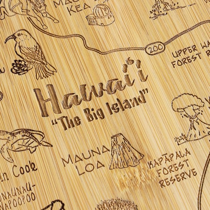 Totally Bamboo Destination Hawaii Serving and Cutting Board, Includes Hang Tie for Wall Display