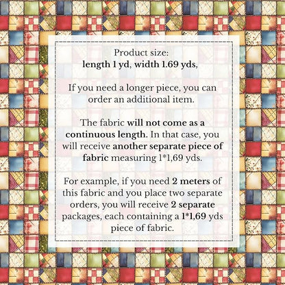 100% Cotton Fabric by the Yard – Turkish Quality Quilting & Sewing Fabric, 1 Yard x 1.69 Yards Wide, Patchwork Cotton for Crafts