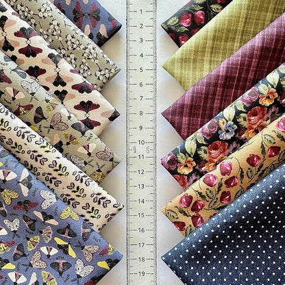 Vintage Floral & Botanical Cotton Fabric Bundle – 60 Pre-Cut Squares (8×8 inch), 100% Cotton 140 GSM, Eco Digital Print, Made in Turkey