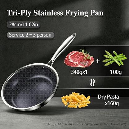 BRASA 3PCS pot and pan set,nonstick cookware set,stainless steel pan set,Ceramic coating,Compatible Gas,Induction Dishwasher safe (PFOS, PFOA Free) 3frying pan set