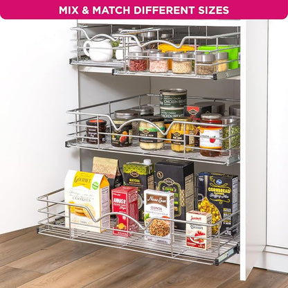 HOLDN’ STORAGE Pull Out Cabinet Organizer, Slide Out Drawer for Kitchen Cabinets & Pantry, Roll Out Shelf for Pots, Pans & Under Sink Storage, Heavy-Duty Full-Extension, 22"W x 21"D x 5"H