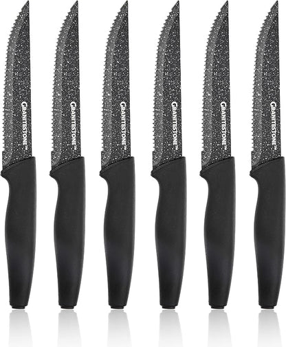 Nutriblade Knife Set by Granitestone, 13 Pieces High-Grade Stainless Steel Blade Chef Kitchen Knives Set with Acrylic Block Includes 6-piece Kitchen Knife plus 6-piece Fully Serrated Steak Knife