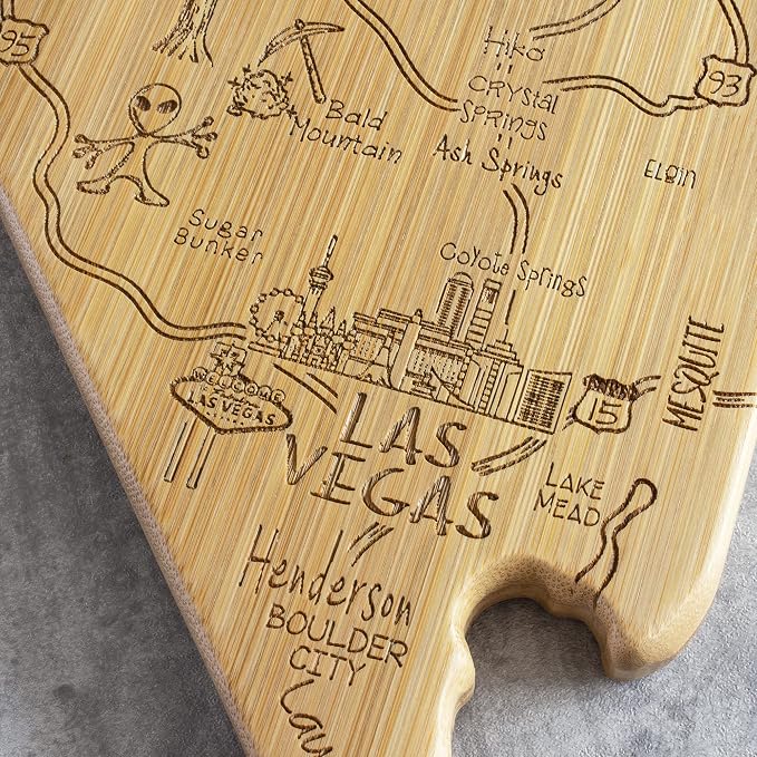 Totally Bamboo Destination Nevada State Shaped Serving and Cutting Board, Includes Hang Tie for Wall Display