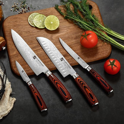 Damascus Utility Knife 5.5" Chef Knife Kitchen VG10 Stainless Steel Core 67-Layer Hand Forged Razor Sharp Edge Ergonomic Handle Precision Slicing Boning Trimming Carving Gift Idea