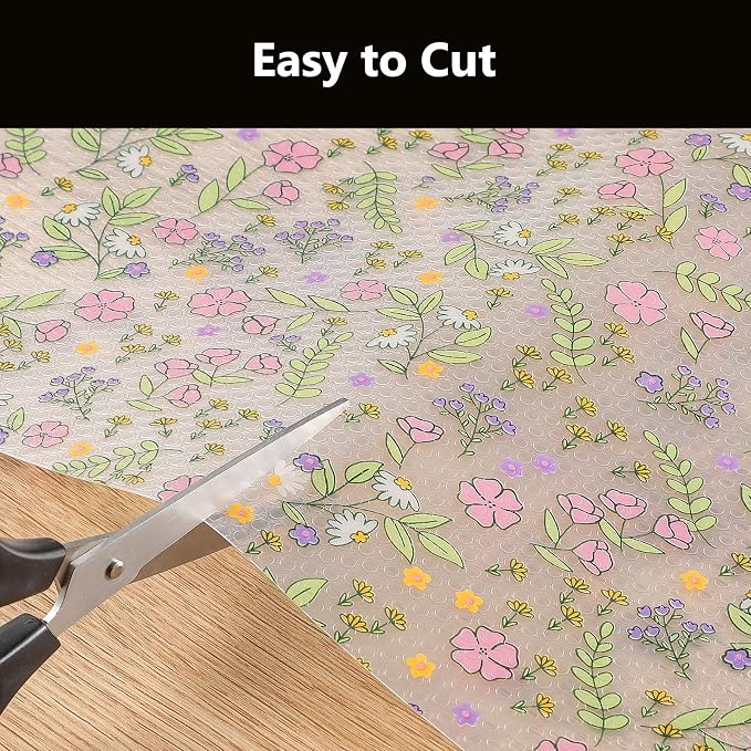 INNOLITES Shelf Liners for Kitchen Cabinets Non-Adhesive Drawer Liner with Floral, Waterproof Durable Easy to Clean, for Refrigerator, Shelves (Pink Purple Rose, 11.8" x 240")