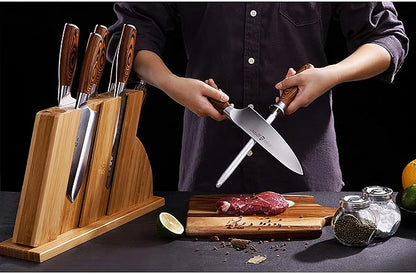 TUO Honing Rod, Sharpening Steel with Larger Diameter for Kitchen Knife Daily Honing Maintenance, High Carbon Steel 8" Knife Sharpener Rod, Ergonomic Handle