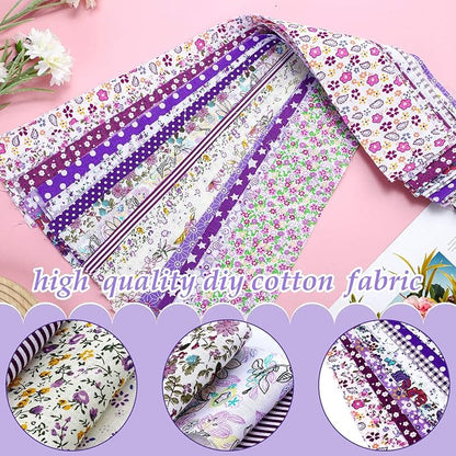 Kingdder Jelly Fabric Quilting Strips, Patchwork Roll 2.55 Inch Roll up Cotton Patchwork Jelly Fabric Craft for Quilters and Sewing DIY Crafts(Purple Flower)