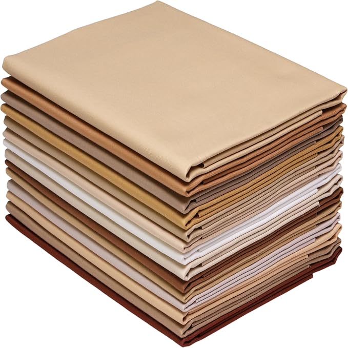 Nodsaw Solid Brown Cotton Fabric Fat Quarters Bundles 14Pcs 18x22 Inch Precut Quilt Squares for Quilting Patchwork Sewing Crafting Embroidery