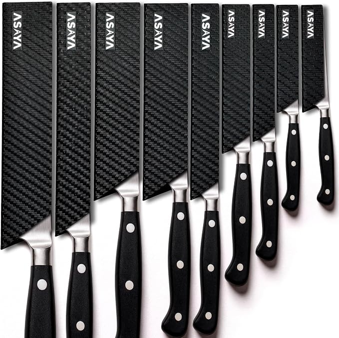 Asaya Professional Chef Knife Edge Guards – 9 Piece Knives Universal Covers - Extra Strength ABS Plastic and Food Safe Kitchen Knife Sheath Covers – Knives Not Included