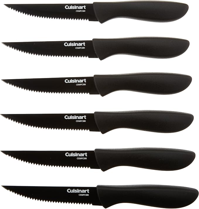 Cuisinart C55-6PCSBK 6-pc. Ceramic Coated Steak Knife Set (Black), Black