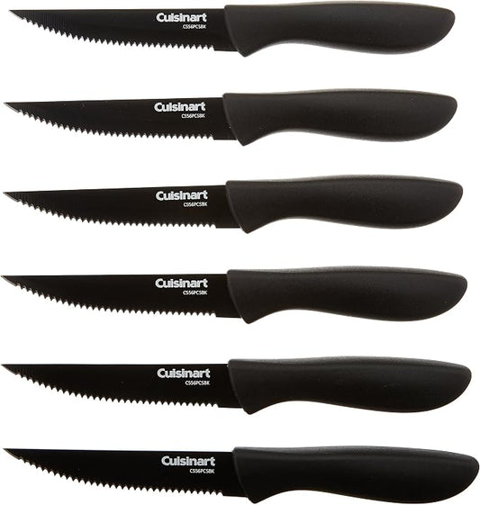 Cuisinart C55-6PCSBK 6-pc. Ceramic Coated Steak Knife Set (Black), Black
