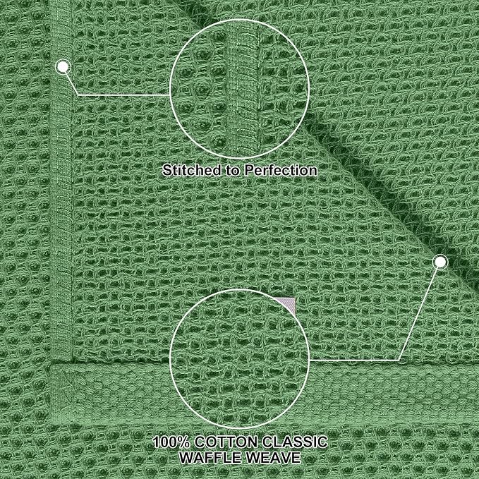 Homaxy 100% Cotton Kitchen Towels and Dishcloths Set, 12 x 12 Inches and 13 x 28 Inches, Set of 12 Bulk Kitchen Towels Set, Ultra Soft Absorbent Dish Cloths for Washing Dishes, Grass Green