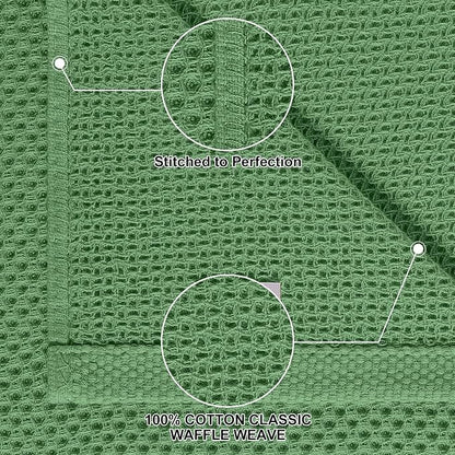 Homaxy 100% Cotton Kitchen Towels and Dishcloths Set, 12 x 12 Inches and 13 x 28 Inches, Set of 12 Bulk Kitchen Towels Set, Ultra Soft Absorbent Dish Cloths for Washing Dishes, Grass Green