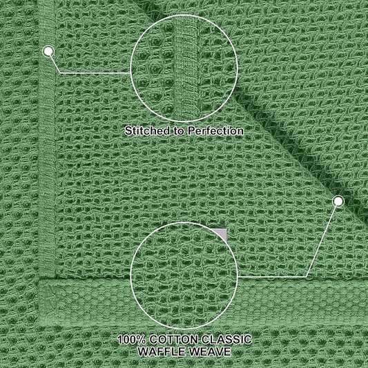 Homaxy 100% Cotton Kitchen Towels and Dishcloths Set, 12 x 12 Inches and 13 x 28 Inches, Set of 12 Bulk Kitchen Towels Set, Ultra Soft Absorbent Dish Cloths for Washing Dishes, Grass Green
