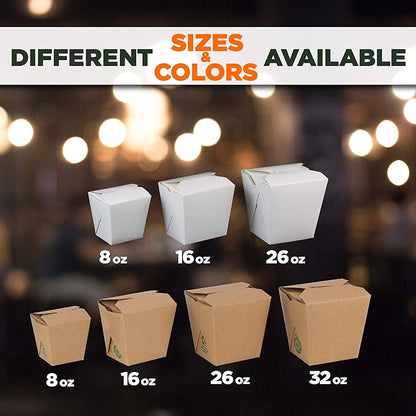 Fit Meal Prep 50 Pack 26 oz 4 x 3 Rectangle Paper Chinese Take Out Food Containers, Plain White Half Quart Chinese Asian To Go Boxes