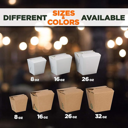 Fit Meal Prep 8 oz Chinese Take Out Boxes - 3 x 2.5 Plain White Paperboard Food Containers, Leak and Grease Resistant Pint Size Asian Rectangle To Go Boxes, Candy Buffet Box and Party Favors, 50 Pack
