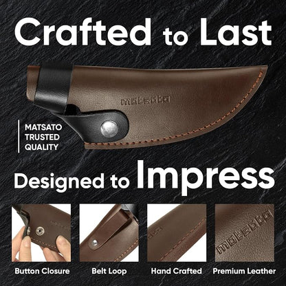 Matsato Kitchen Knife Leather Sheath, Japanese Steel Chef's Knife Holder for Cutting and Chopping, 6.3 Inch Knives Holder