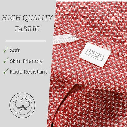 TWINY threads 4-Pack Cotton Kitchen Towels, 18x28 Inches, Soft & Absorbent Dish Cloths Set with Hanging Loop, Quick-Dry, Reusable and Washable Washcloths for Cooking, Baking & Cleaning Tasks, Red