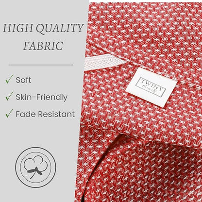 TWINY threads 6-Pack Cotton Kitchen Towels, 18x28 Inches, Soft & Absorbent Dish Cloths Set with Hanging Loop, Quick-Dry, Reusable and Washable Washcloths for Cooking, Baking & Cleaning Tasks, Red