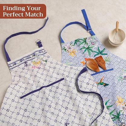 Maison d' Hermine 100% Cotton Apron for women with Pocket Kitchen Chef Apron for Men Cooking Spring Summer