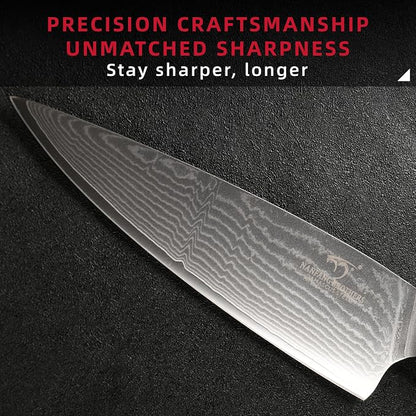 NANFANG BROTHERS 9 Pieces Damascus Kitchen Knife Sets with 67-Layer Japanese Damascus Steel, ABS Ergonomic Handle, Professional Ultra Sharp Knife Sets for Chefs with Beechwood Block