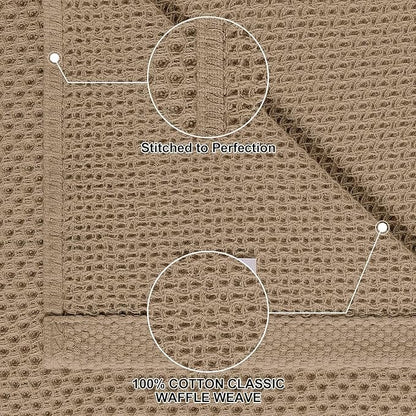 Homaxy 100% Cotton Kitchen Towels and Dishcloths Set, 12 x 12 Inches and 13 x 28 Inches, Set of 10 Bulk Kitchen Towels Set, Ultra Soft Absorbent Dish Cloths for Washing Dishes, Tan