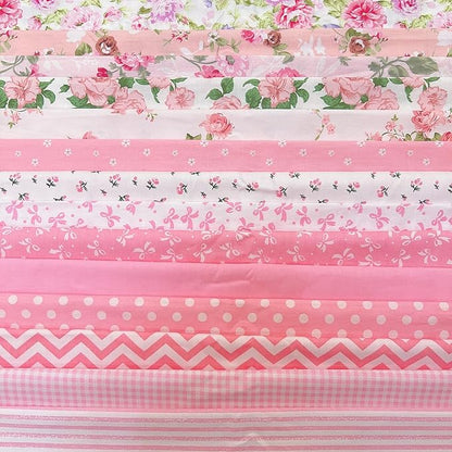7 pcs 20" x 20" Cotton Fabric DIY Making Supplies Quilting Patchwork Fabric Fat Quarter Bundles DIY for Quilting Cotton Patchwork Cushions (14pcs Light Pink, 20" x 20")