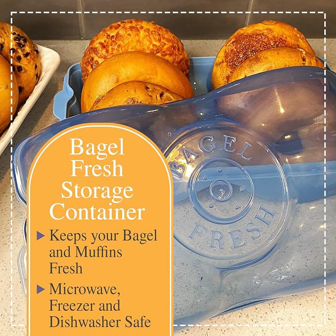 Touch Up Cup Bagel Fresh Holder Container Bread Storage Keeper Saver, Airtight and Reusable, BPA-Free, As Seen On Shark Tank Products, Pack of 1, Holds 6 Bagels